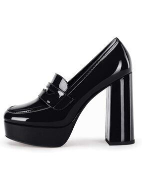 Chic Women's Chunky Platform Heels | Closed Toe Patent Leather Dress Loafers